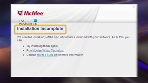 mcafee livesafe login|Installation Incomplete error when installing on Windows .